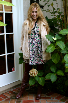 Floral and Fur, juicy couture, floral, fur, boots, tights